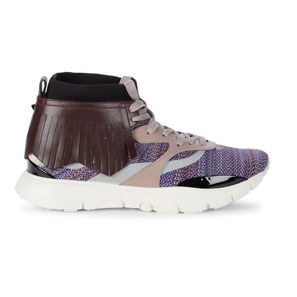 Valentino Garavani Colorblock & Leather Fringe-Trim Sneakers 41 (8 US) NIB $945 main image 4
